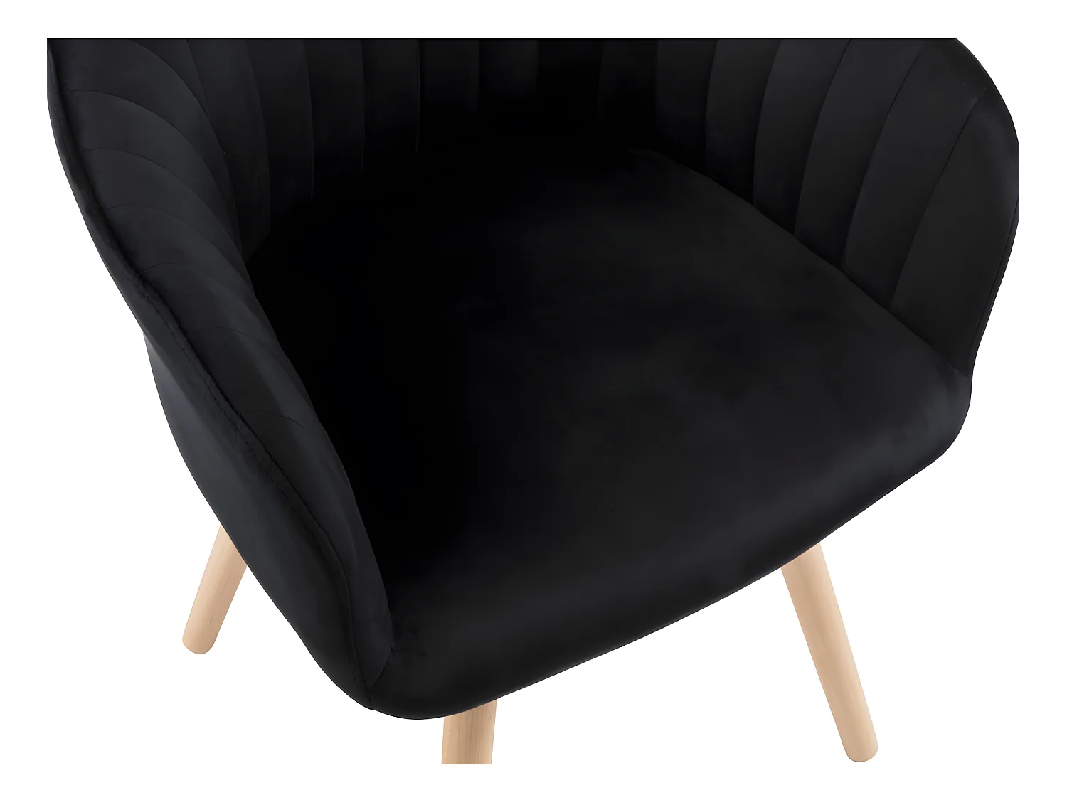 Lote de 2 sillas con brazos ELEANA - Terciopelo y metal con efecto madera - negro