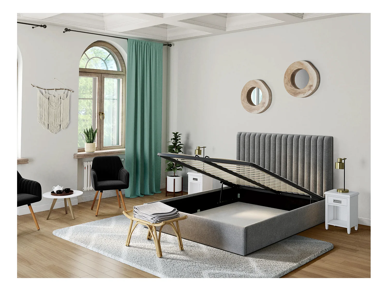 Lote de 2 sillas con brazos ELEANA - Terciopelo y metal con efecto madera - negro