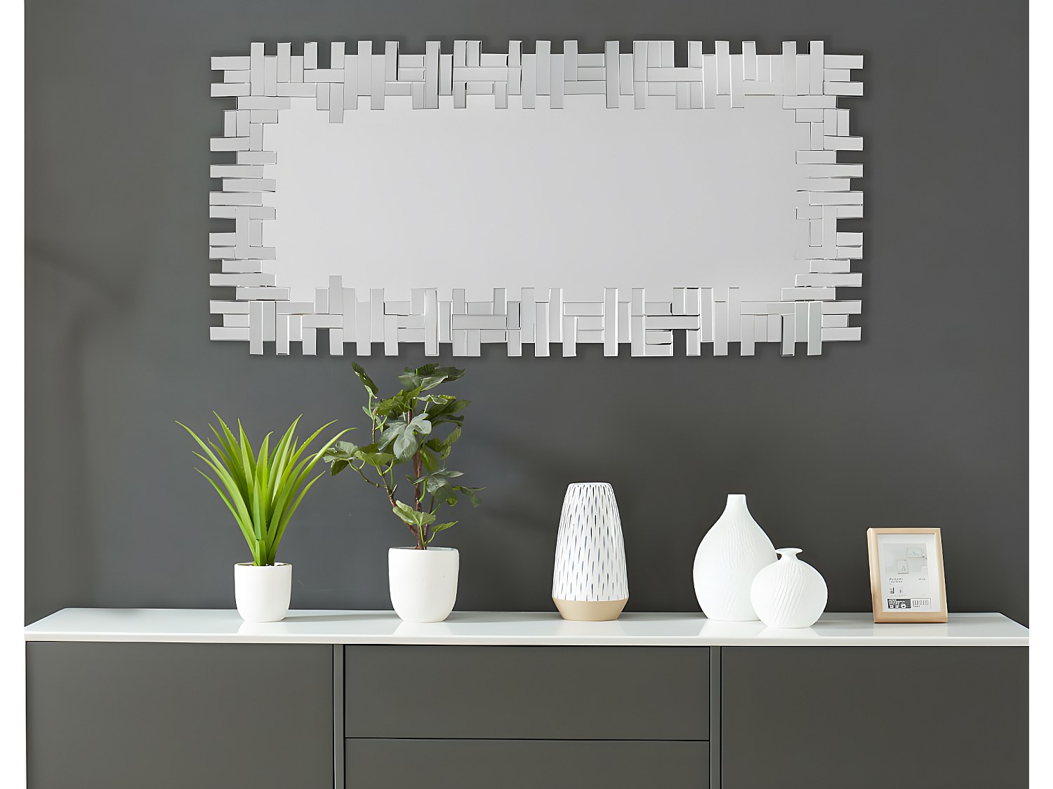 Spegel i silver av rostfritt stål 57 × 120 cm  LOLA