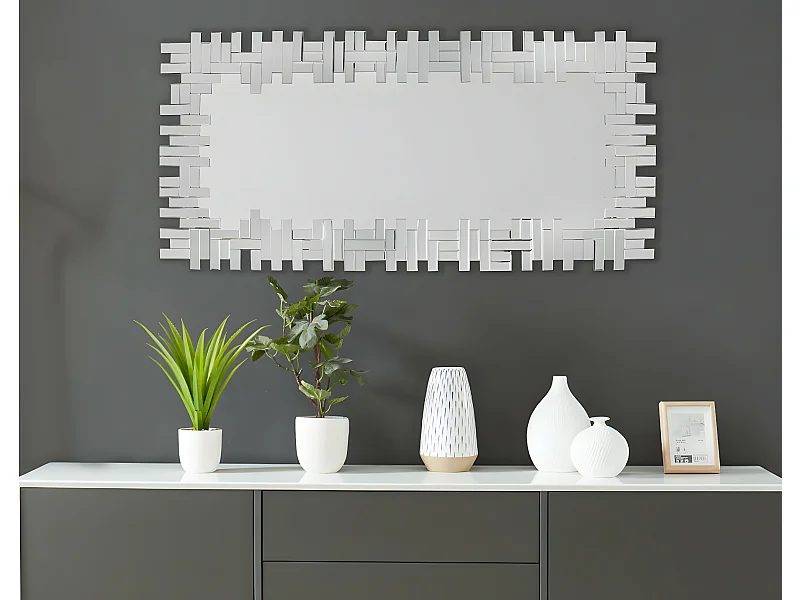 Miroir en inox - L. 57 x H. 120 cm - Argenté - LOLA