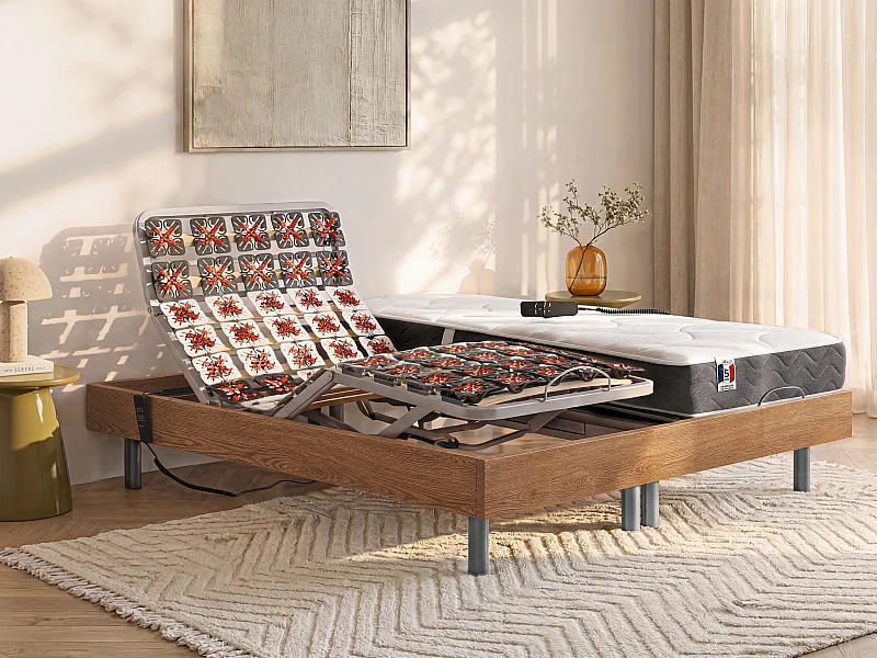 Set relax sole sospensioni 100% lattice 5 zone  - 2 x 90 x 200 cm Quercia - motori OKIN - JUPITER di YSMÉE