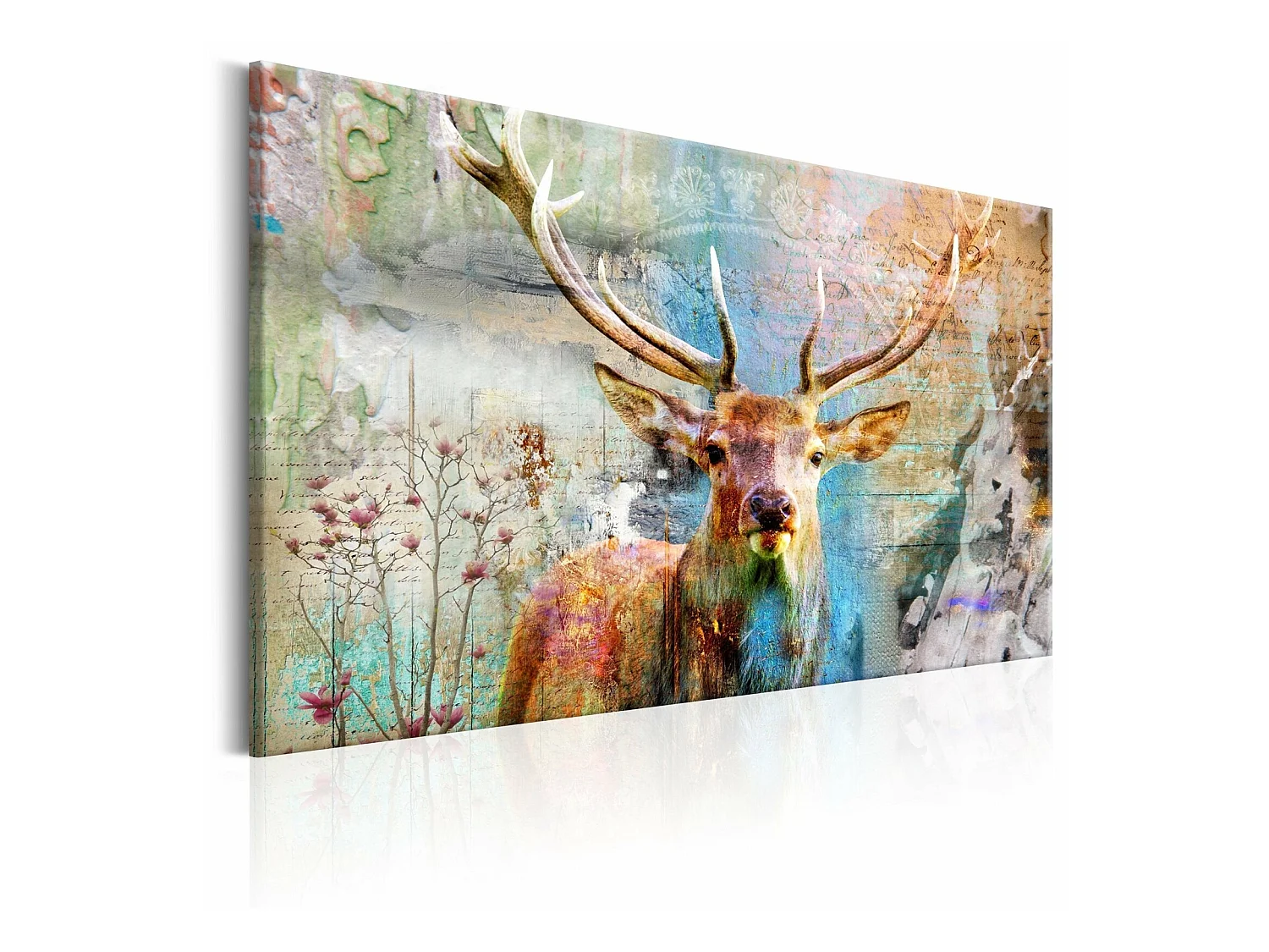 Tableau cerf sur bois - 90 x 60 cm