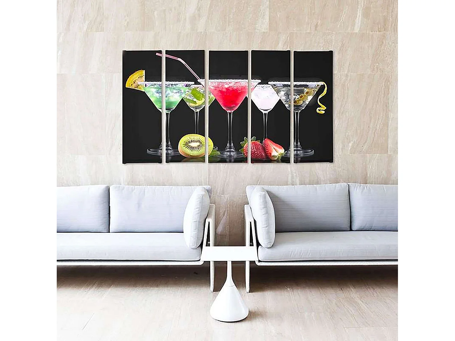 Tableau boissons et fruits 2 - 300 x 140 cm