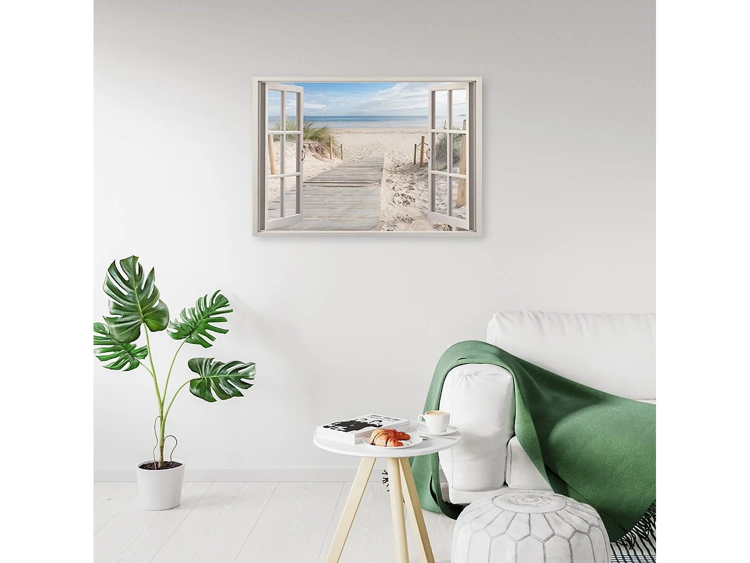 Tableau fenêtre sur la plage - 60 x 40 cm