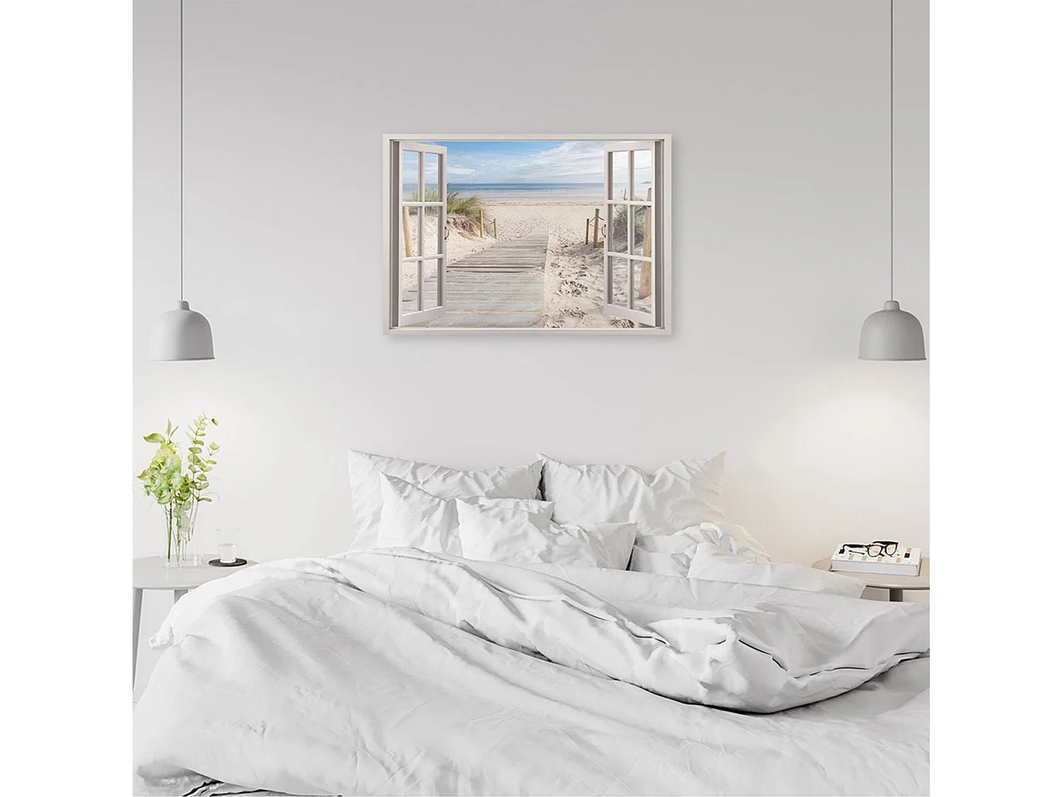 Tableau fenêtre sur la plage - 60 x 40 cm