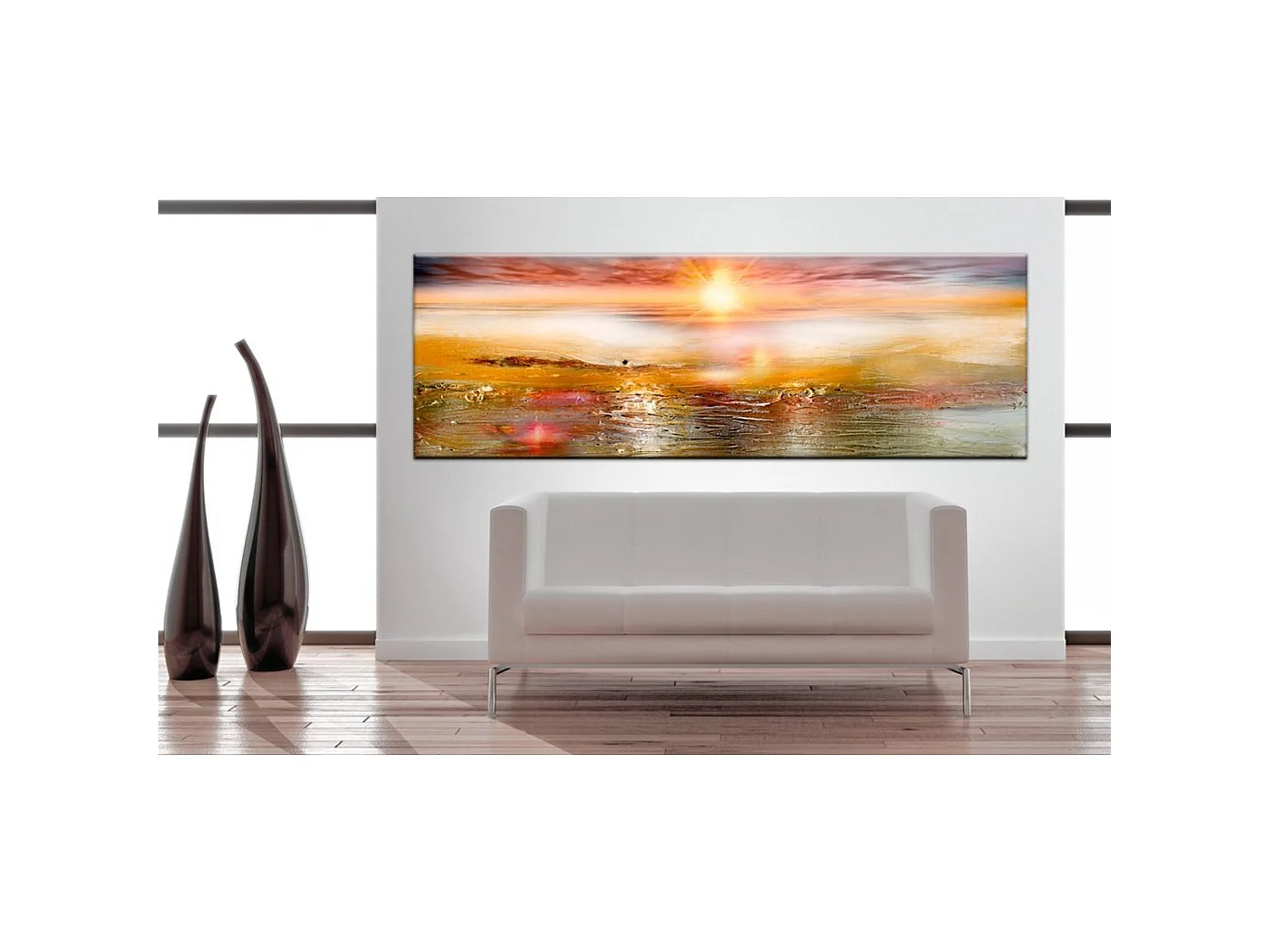 Tableau mer orange - 150 x 50 cm