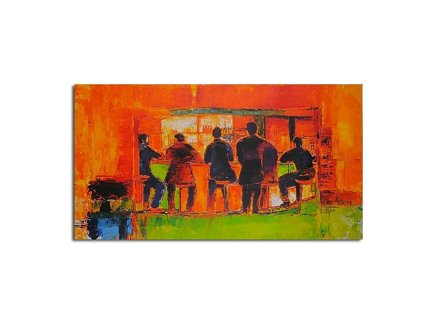 Tableau bois au bar - 40 x 30 cm