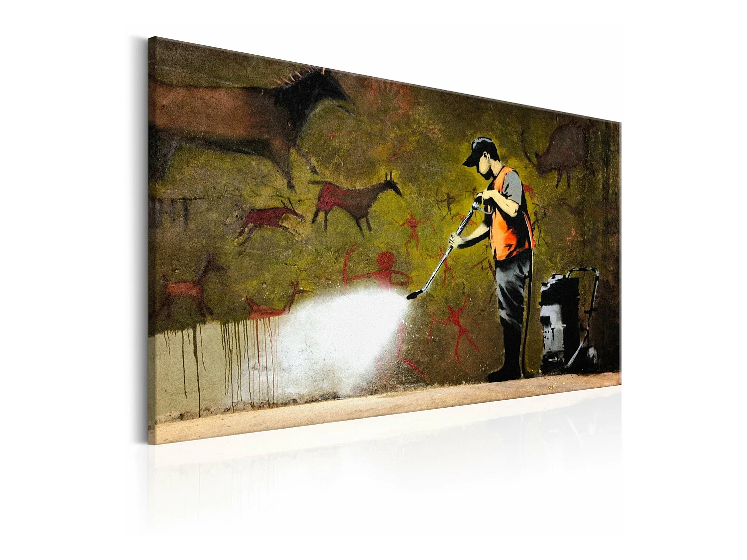 Tableau peinture rupestre par banksy - 90 x 60 cm