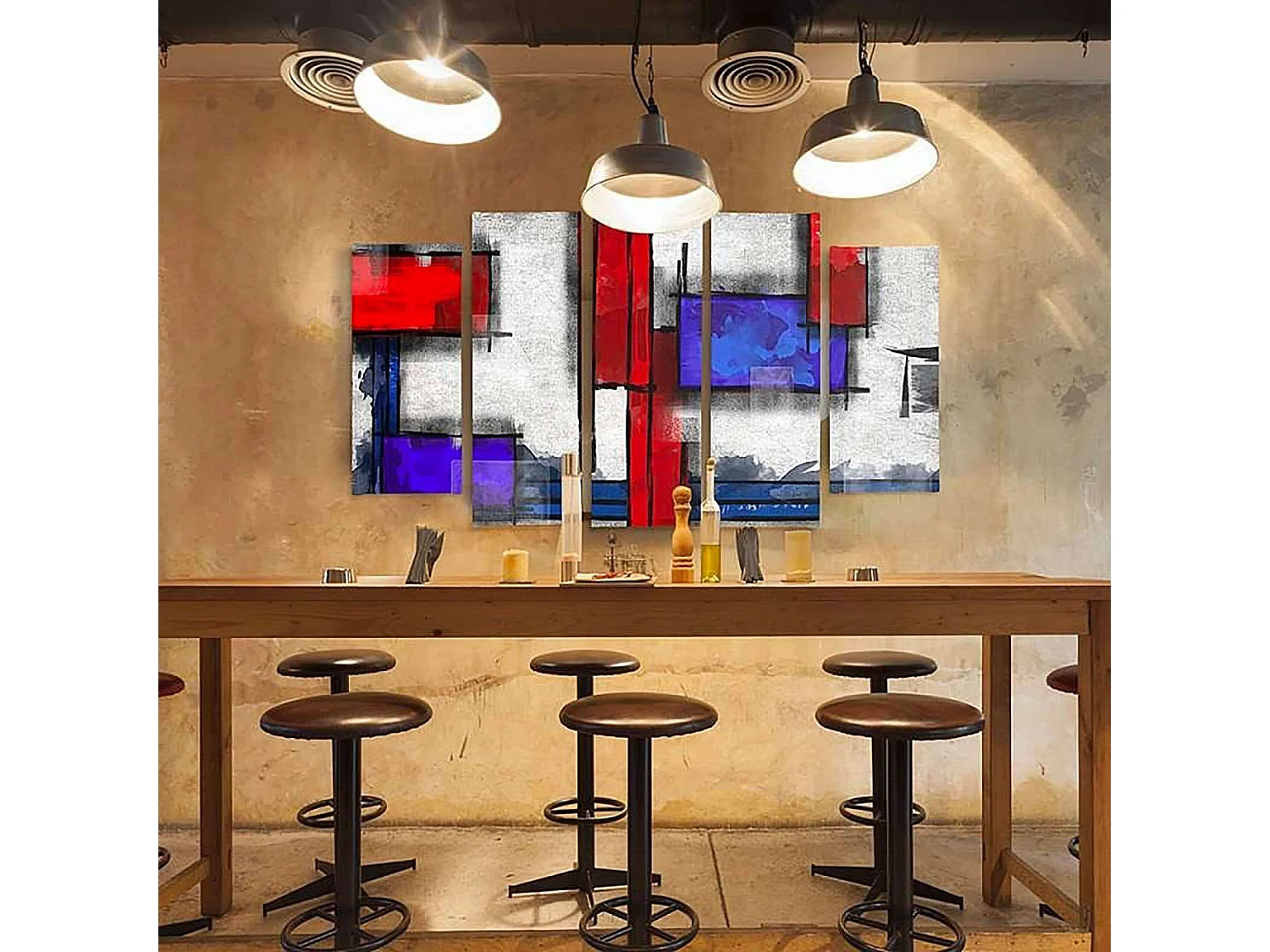 Tableau abstraction géométrique 6 - 300 x 140 cm