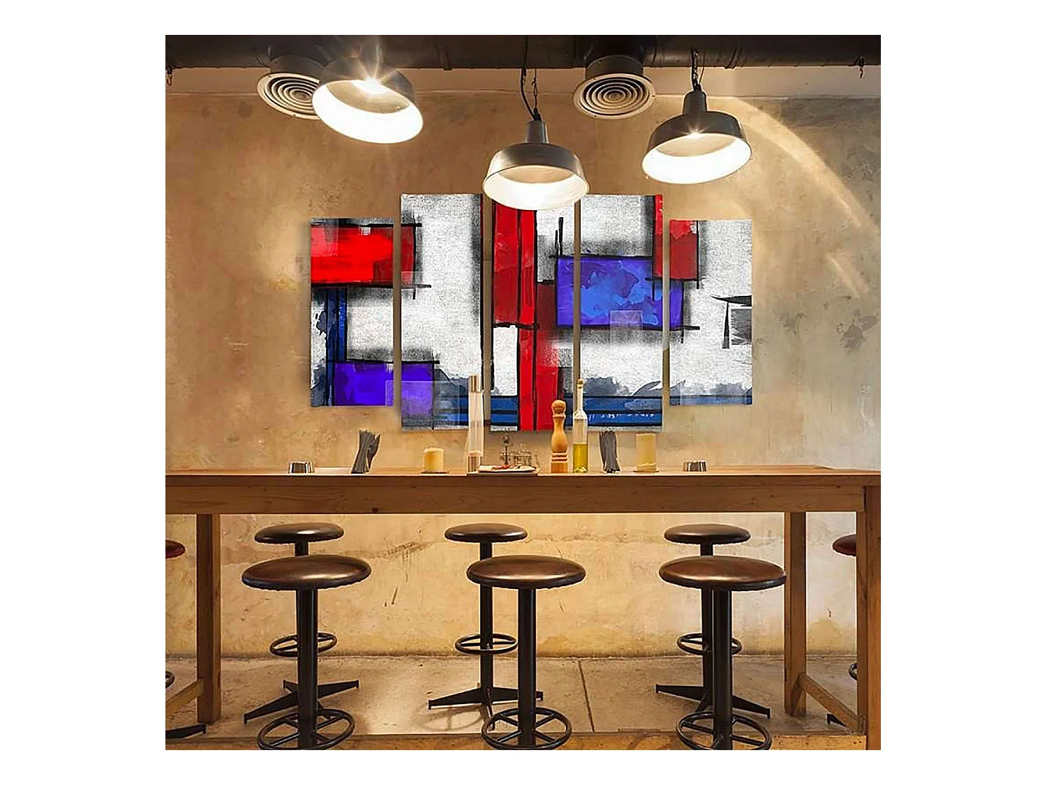 Tableau abstraction géométrique 6 - 300 x 140 cm