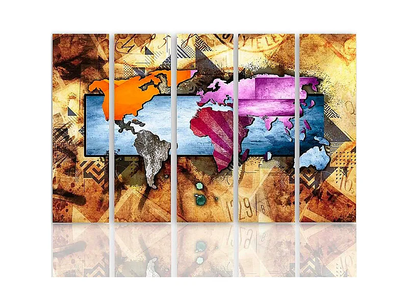 Tableau carte du monde 6 - 250 x 120 cm