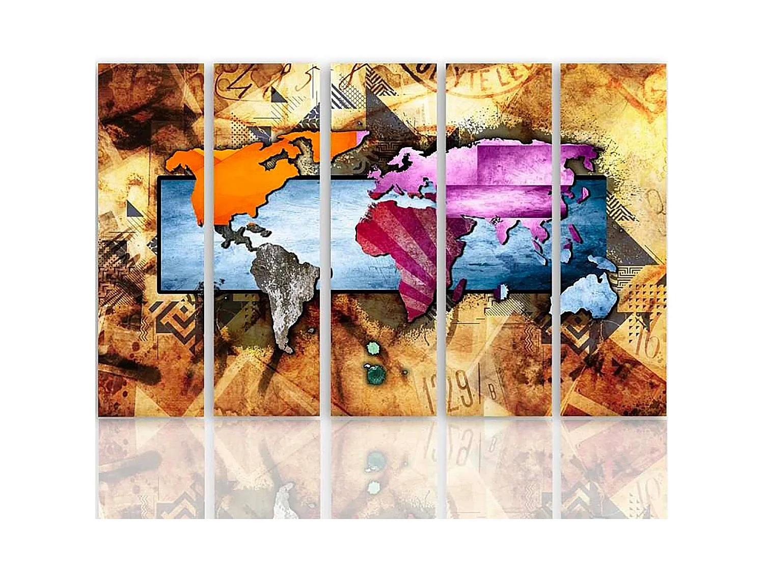 Tableau carte du monde 6 - 250 x 120 cm