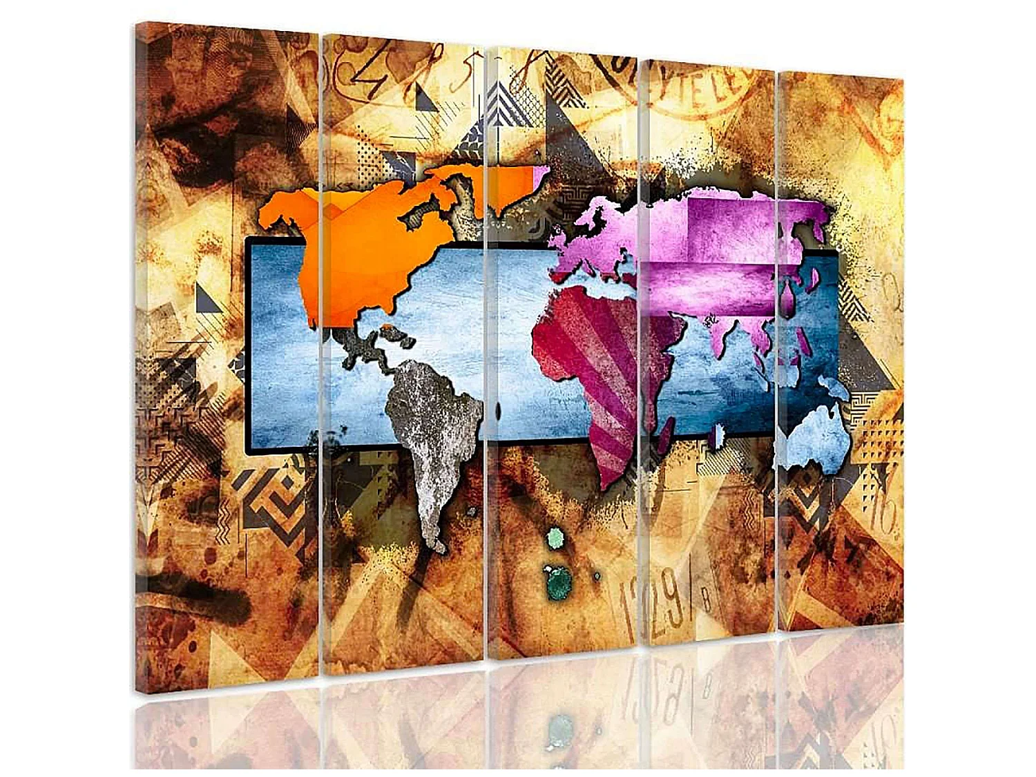 Tableau carte du monde 6 - 250 x 120 cm