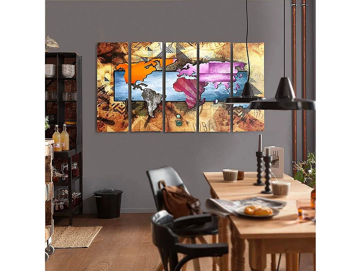 Tableau carte du monde 6 - 250 x 120 cm