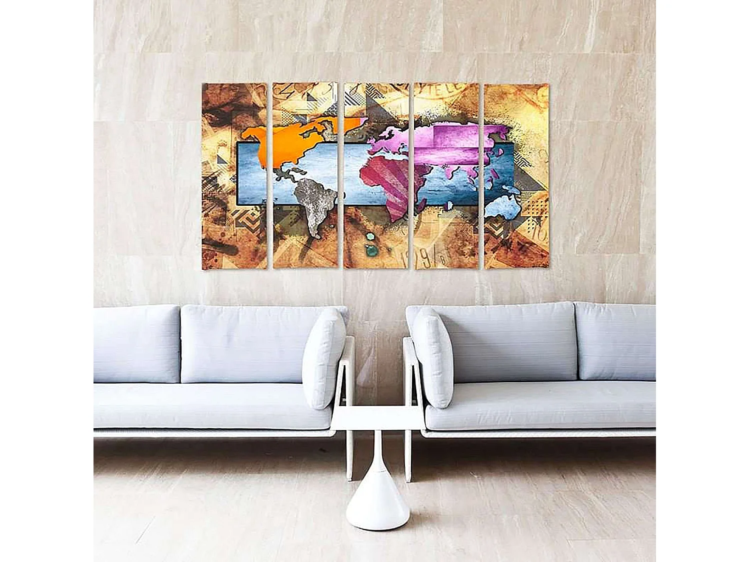 Tableau carte du monde 6 - 250 x 120 cm