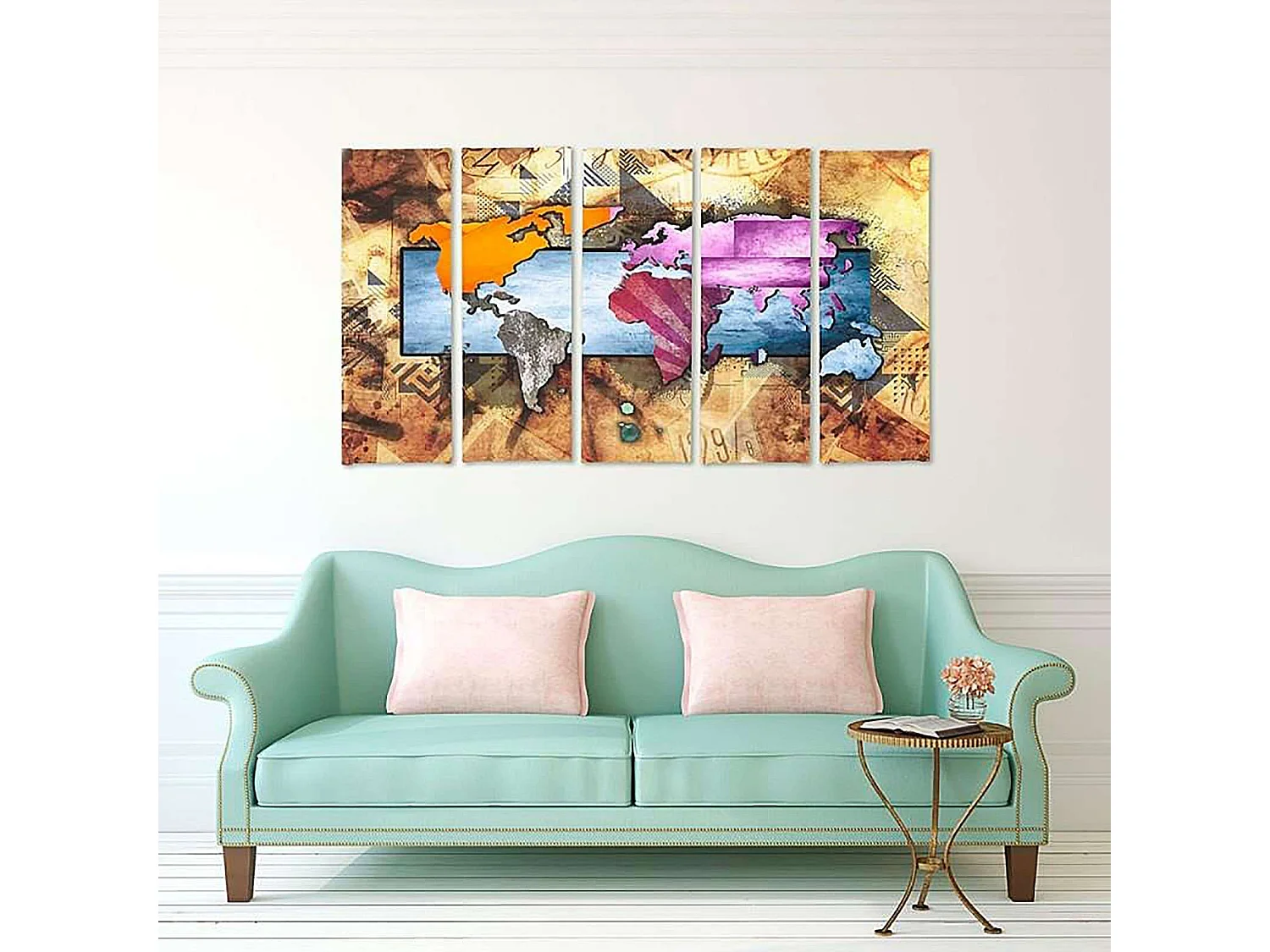 Tableau carte du monde 6 - 250 x 120 cm