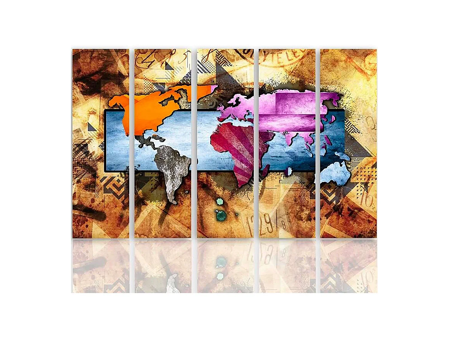 Tableau carte du monde 6 - 250 x 120 cm