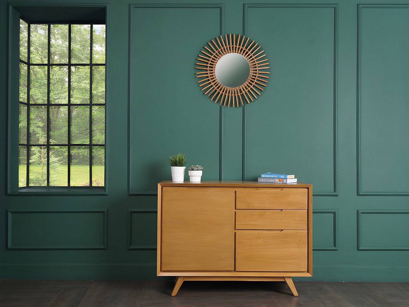 Sideboard JAMBI - 1 Tür & 3 Schubladen - Teakholz jetzt günstig und