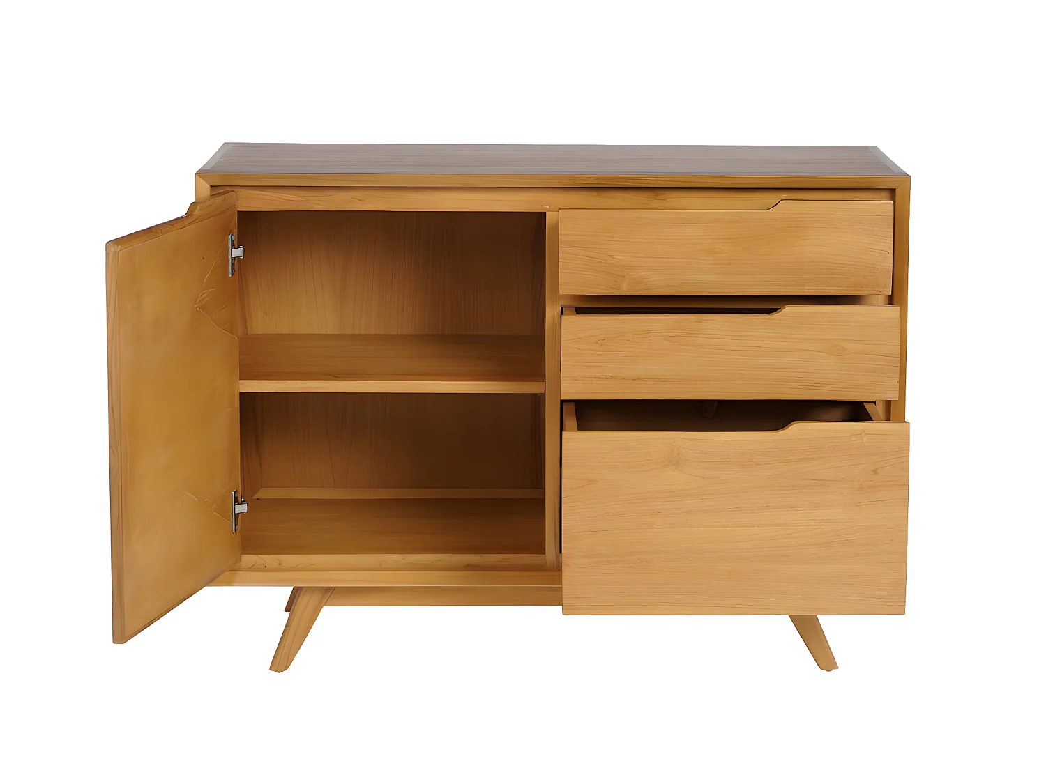 Buffet JAMBI - 1 porte & 3 tiroirs - Teck - Naturel