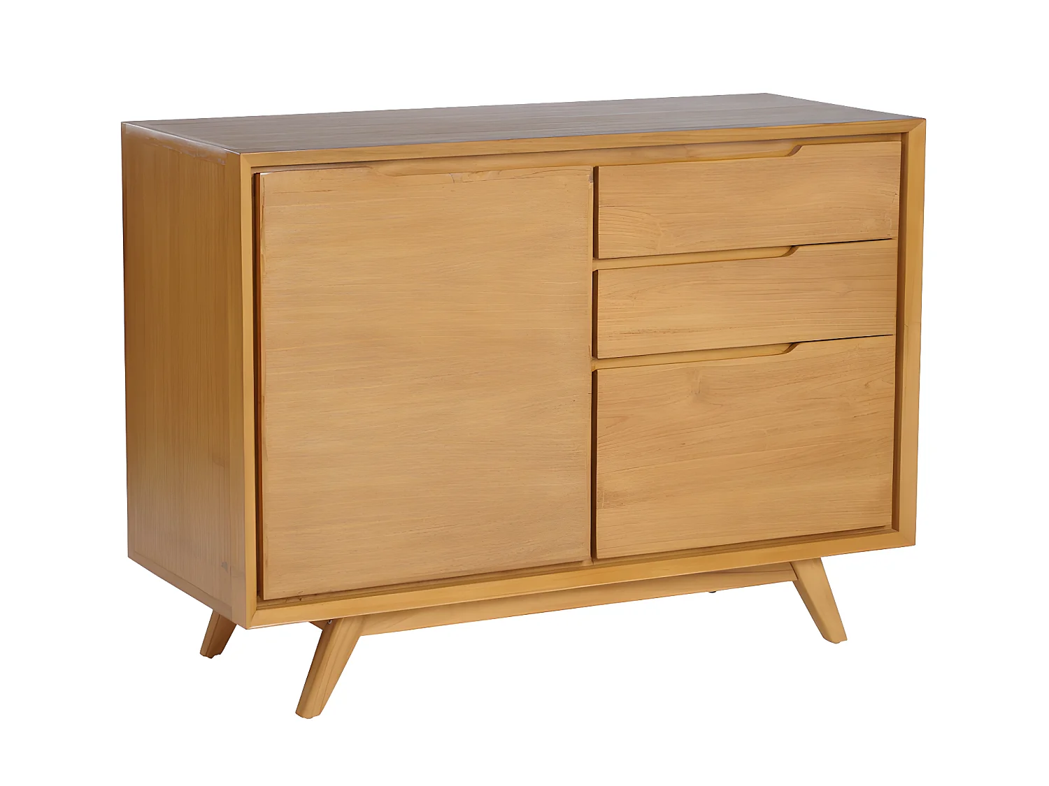 Buffet JAMBI - 1 porte & 3 tiroirs - Teck - Naturel