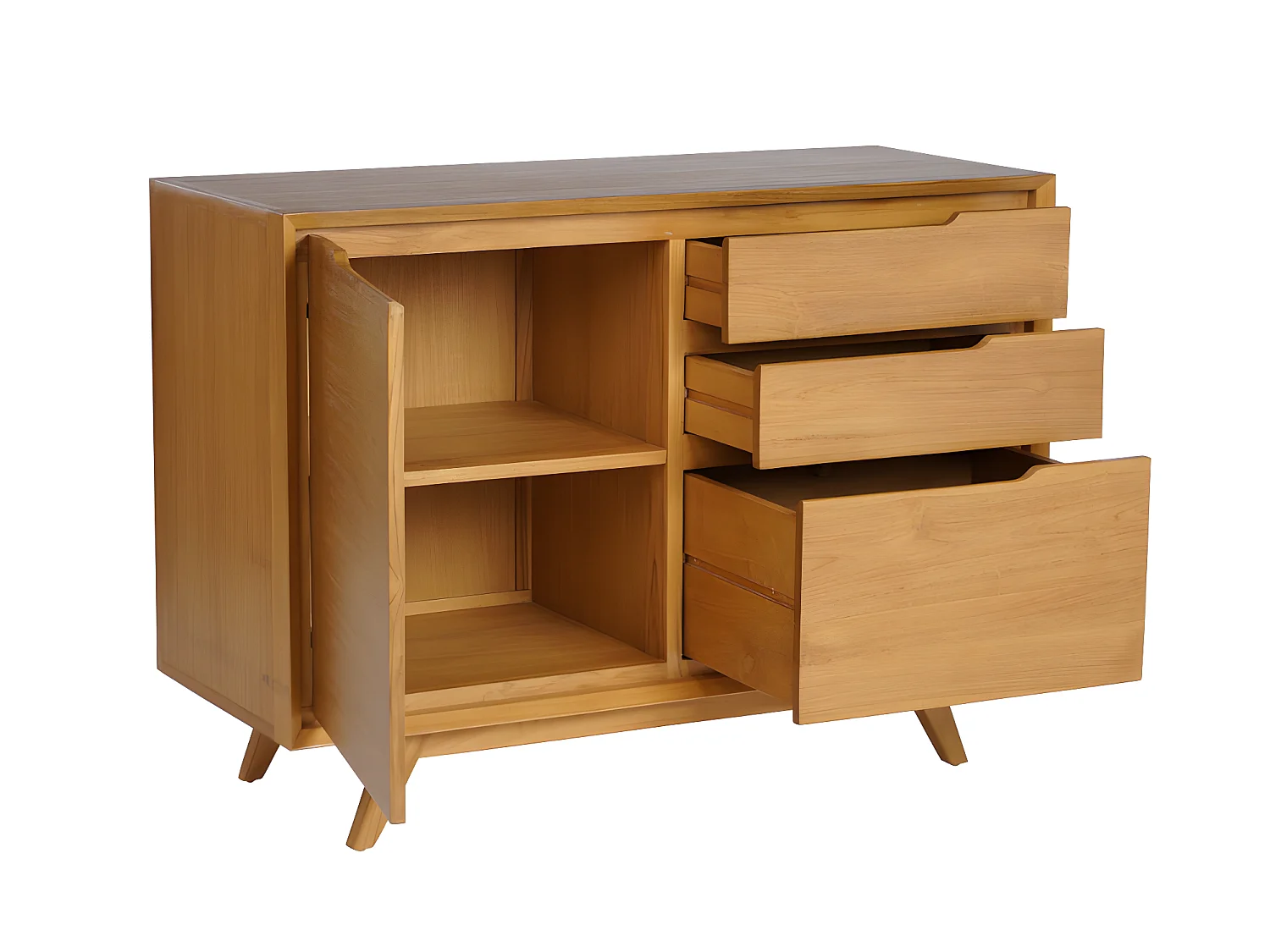 Buffet JAMBI - 1 porte & 3 tiroirs - Teck - Naturel