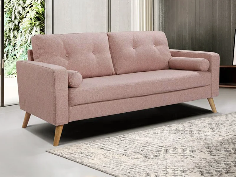 Sofa 3-Sitzer - Bouclé-Stoff - Rosa - TATUM
