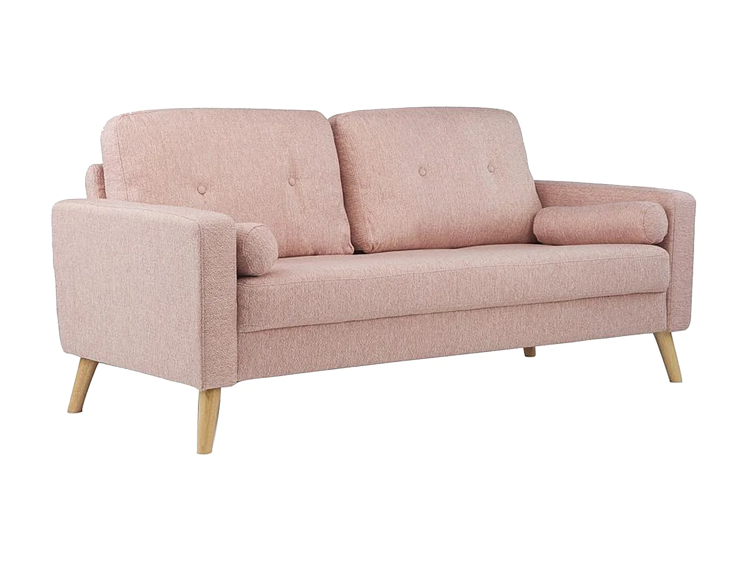 Sofá de 3 lugares em tecido efeito lã cor-de-rosa - TATUM