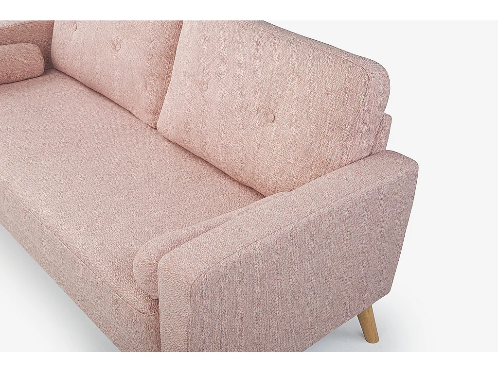 Sofá de 3 lugares em tecido efeito lã cor-de-rosa - TATUM