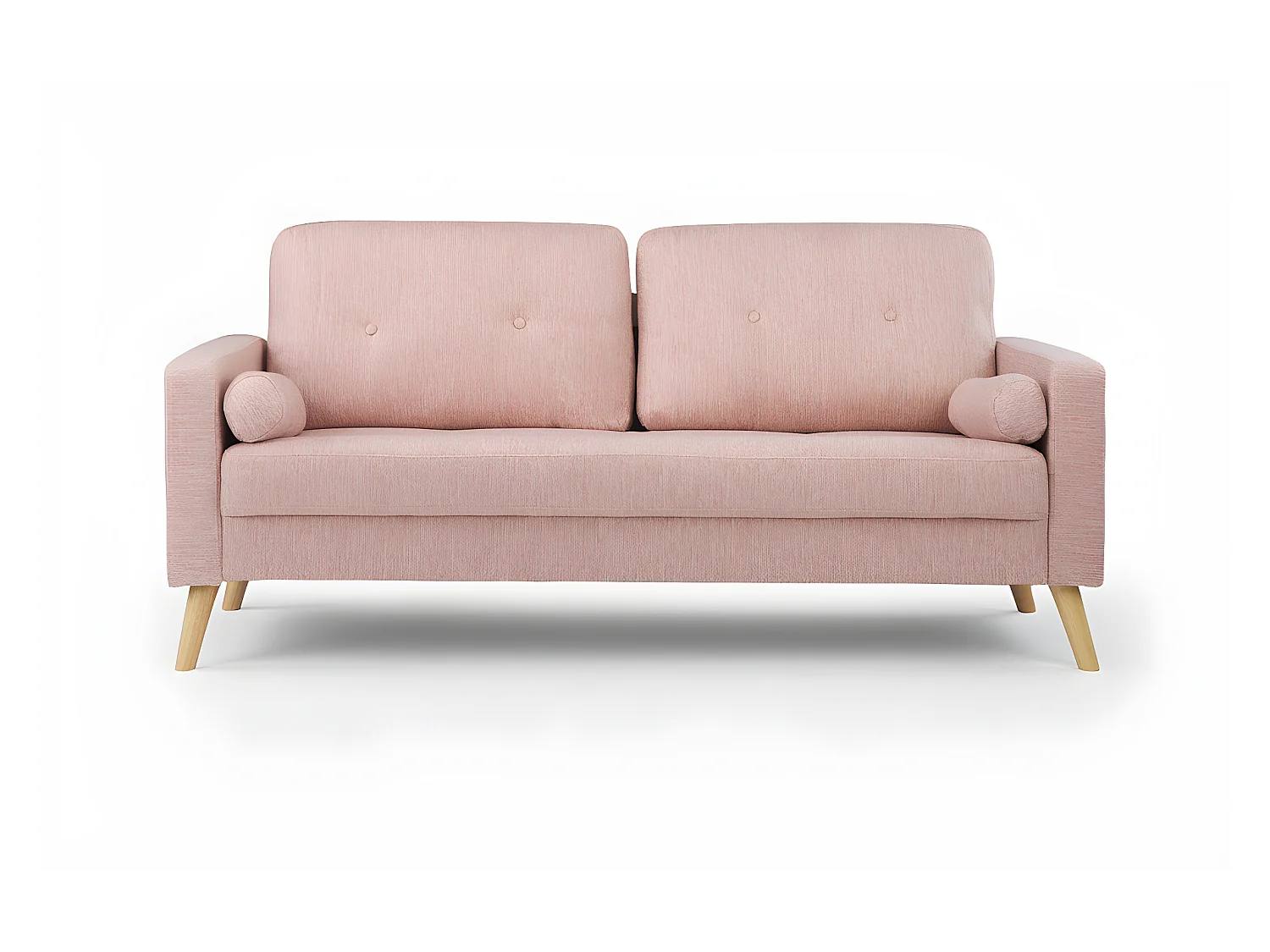 Driezitsbank van stof met woleffect TATUM - Roze