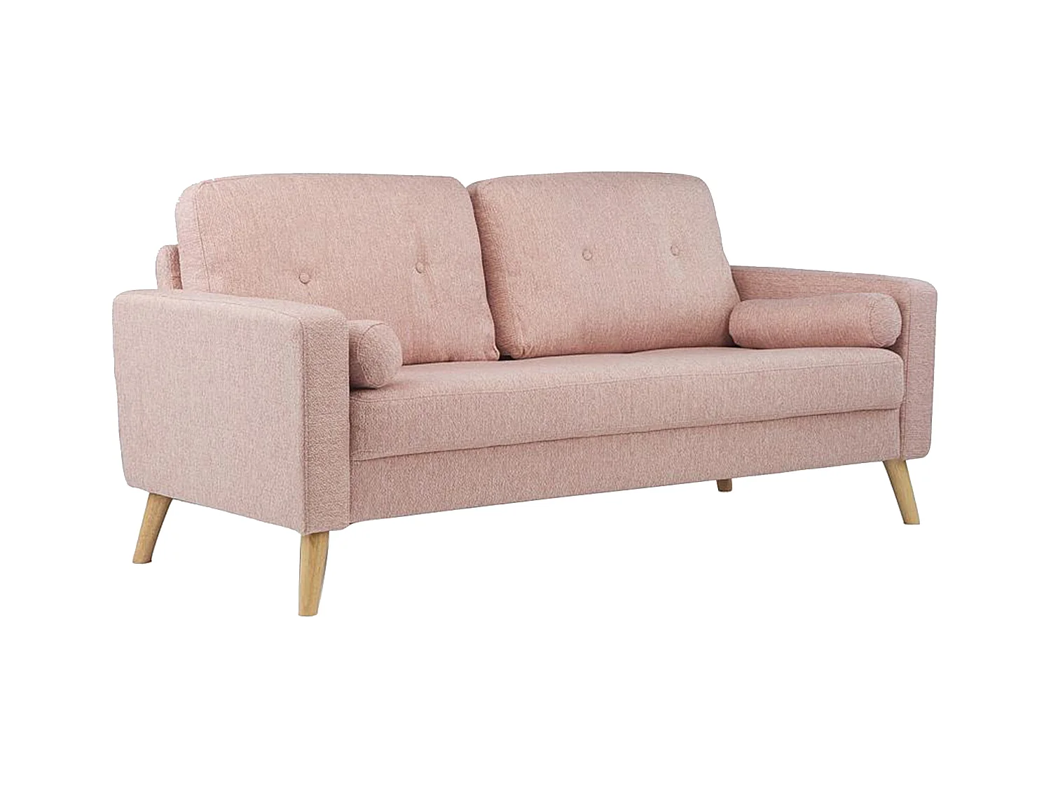 Driezitsbank van stof met woleffect TATUM - Roze