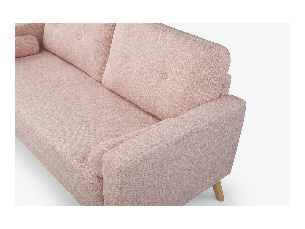 Driezitsbank van stof met woleffect TATUM - Roze