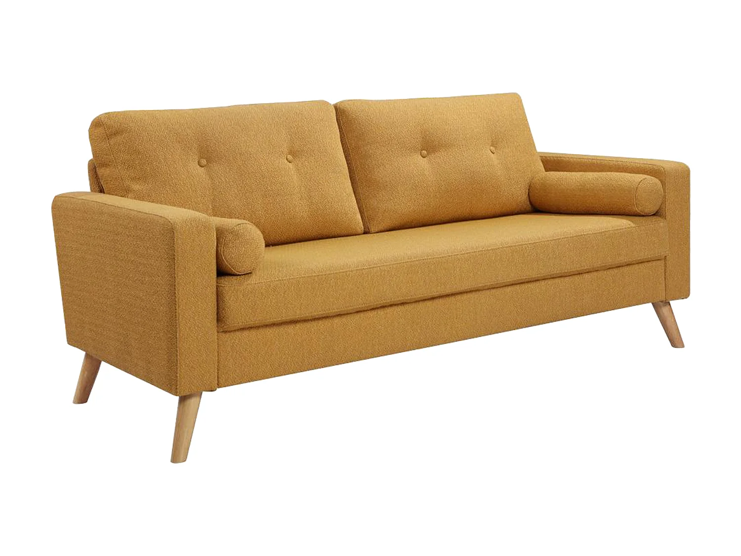 Divano 3 posti in Tessuto effetto lana bouclette Giallo - TATUM