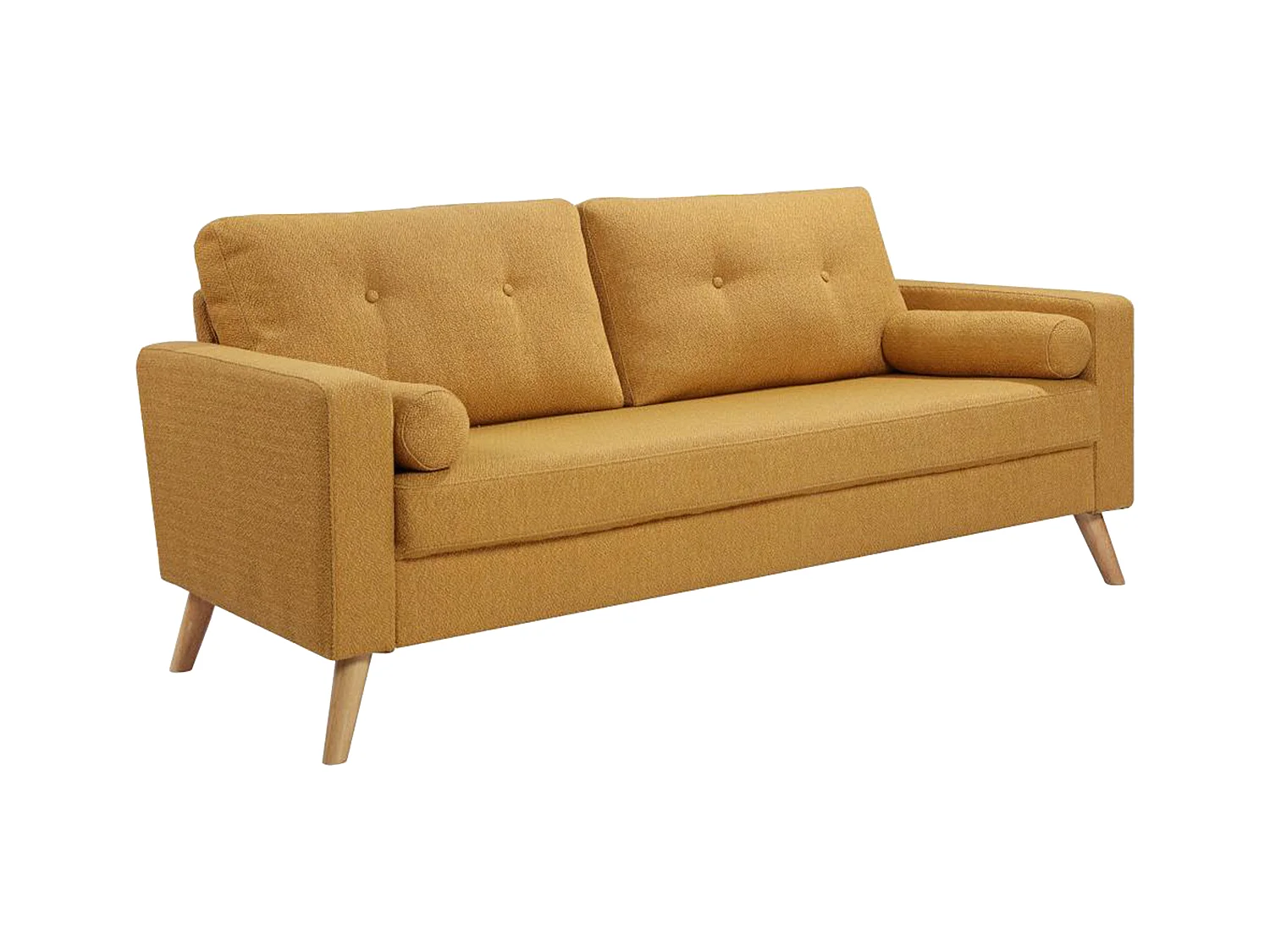 Sofá de 3 plazas de tela con efecto lana bouclette TATUM - Amarillo