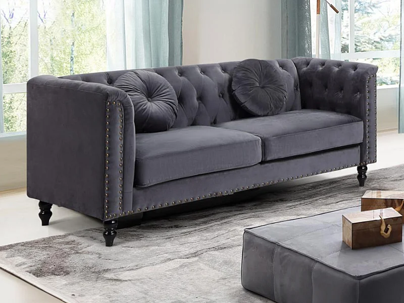 Canapé 3 places en velours TURNER - Anthracite