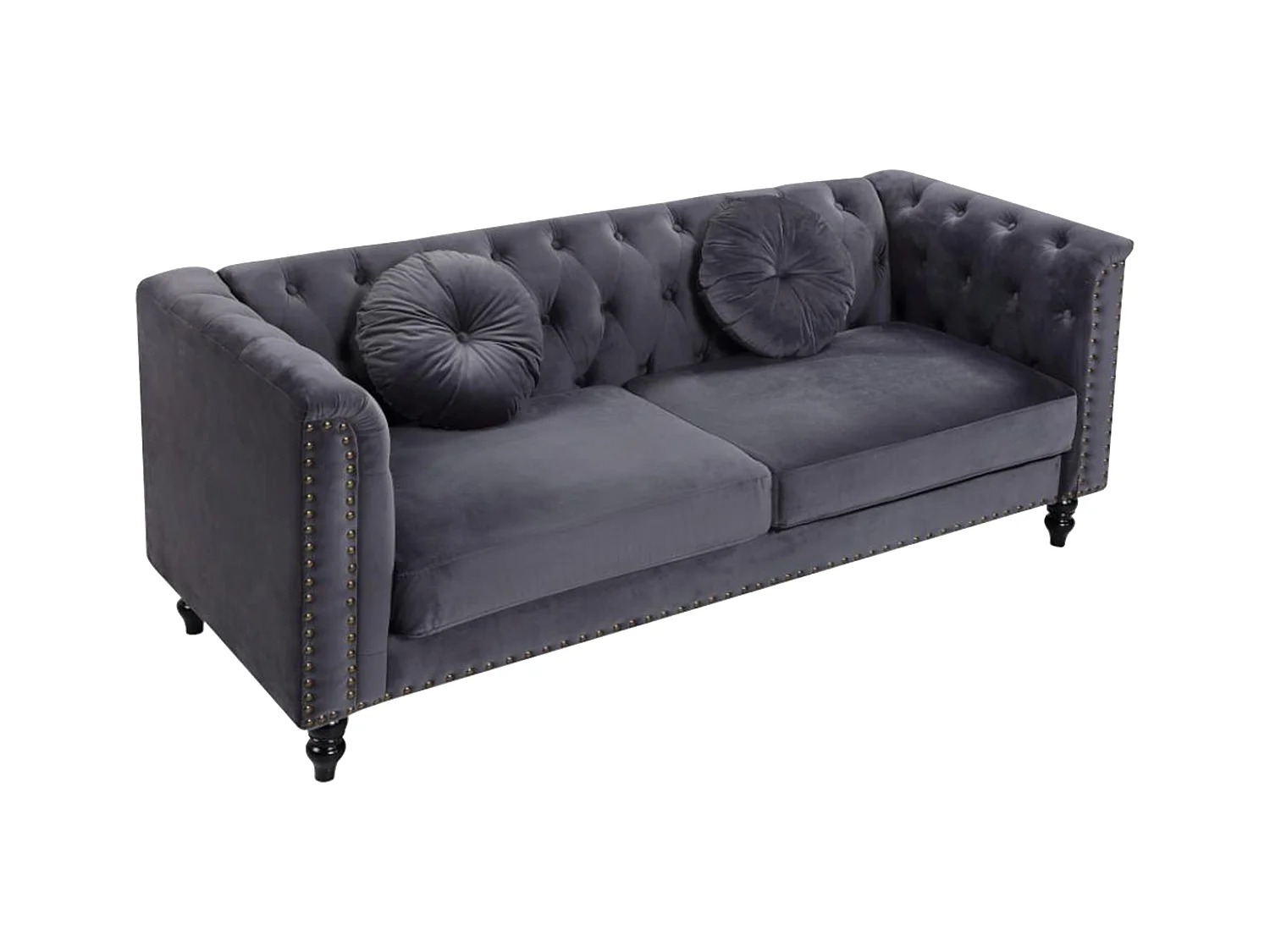 Sofa 3-Sitzer - Samt - Anthrazit - TURNER