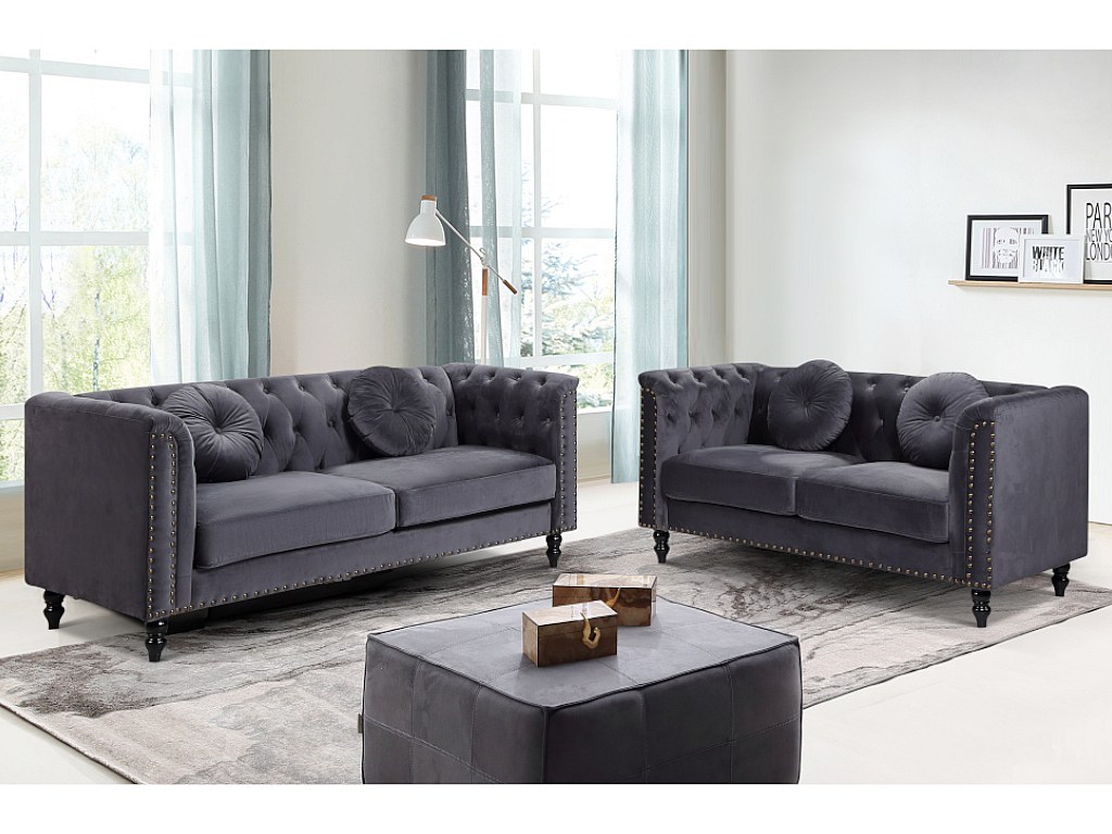 2-Sitzer-Sofa TURNER - Samt - Anthrazit