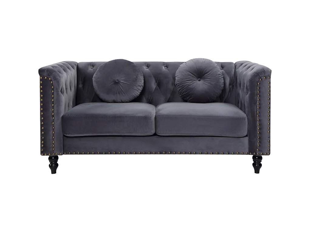 Tweezitsbank van fluweel TURNER - Antraciet