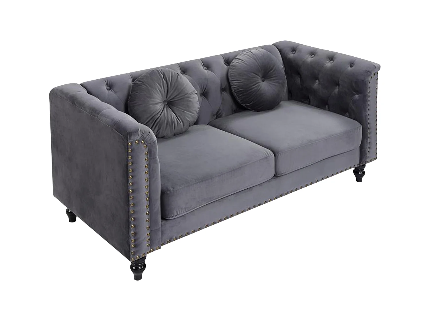 Tweezitsbank van fluweel TURNER - Antraciet