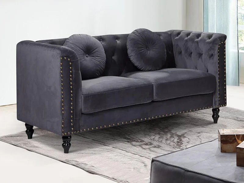 Canapé 2 places en velours TURNER - Anthracite