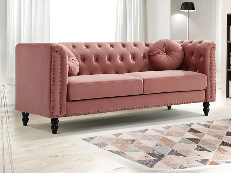 Canapé 3 places en velours TURNER - Vieux rose