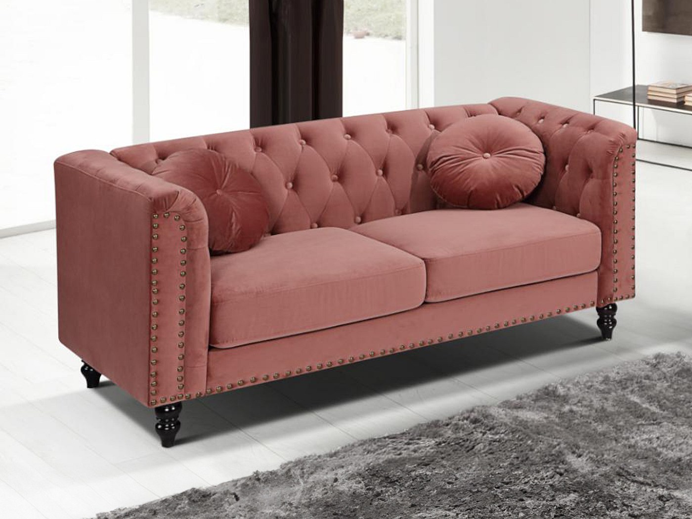 Cushionmania Funda De Cojín Suelta O Con Relleno, Diseño De Diamante Chesterfield, Terciopelo, Disponible En 3 Tamaños Y 5 Colores, Plateado, 23"X23" FILLED CUSHION