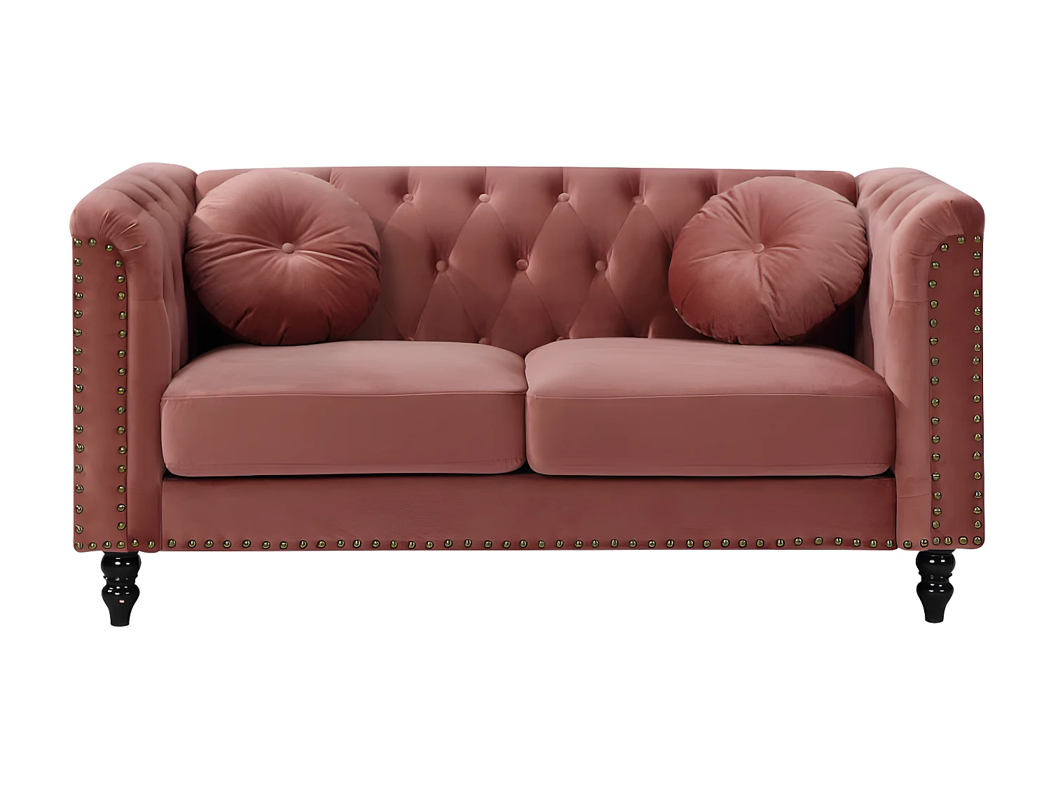 Canapé 2 places en velours TURNER - Vieux rose