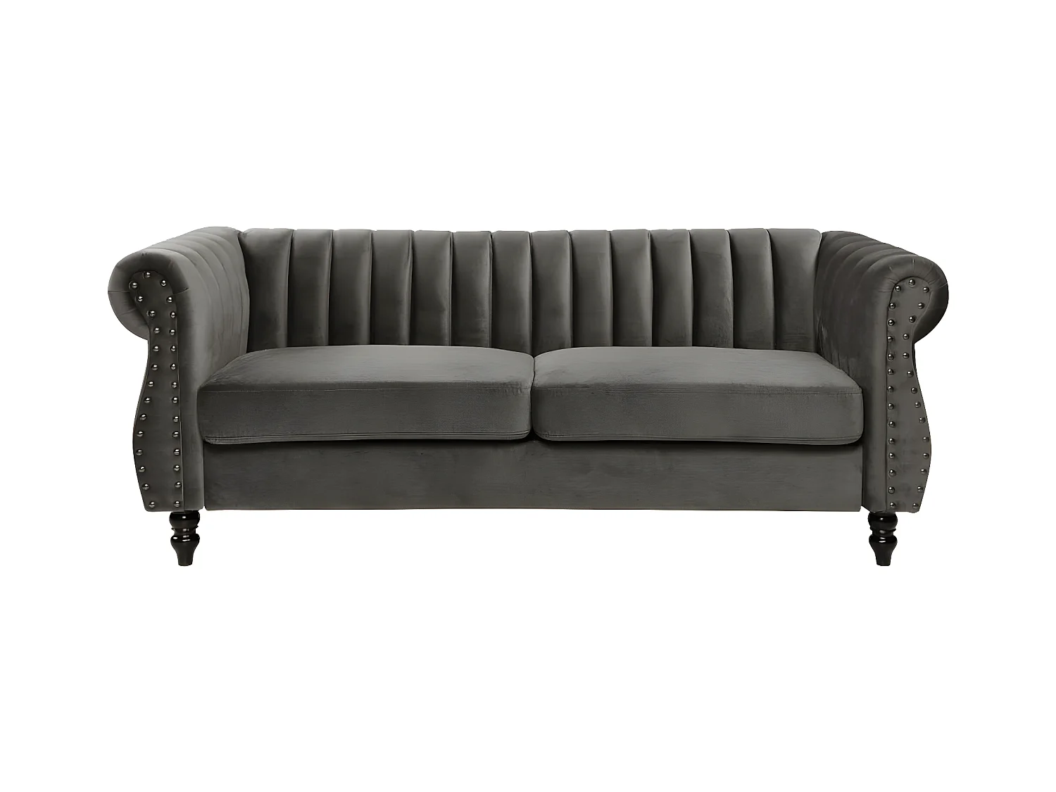 Chesterfield-Sofa - 3-Sitzer - Samt - Grau - TRUMBO