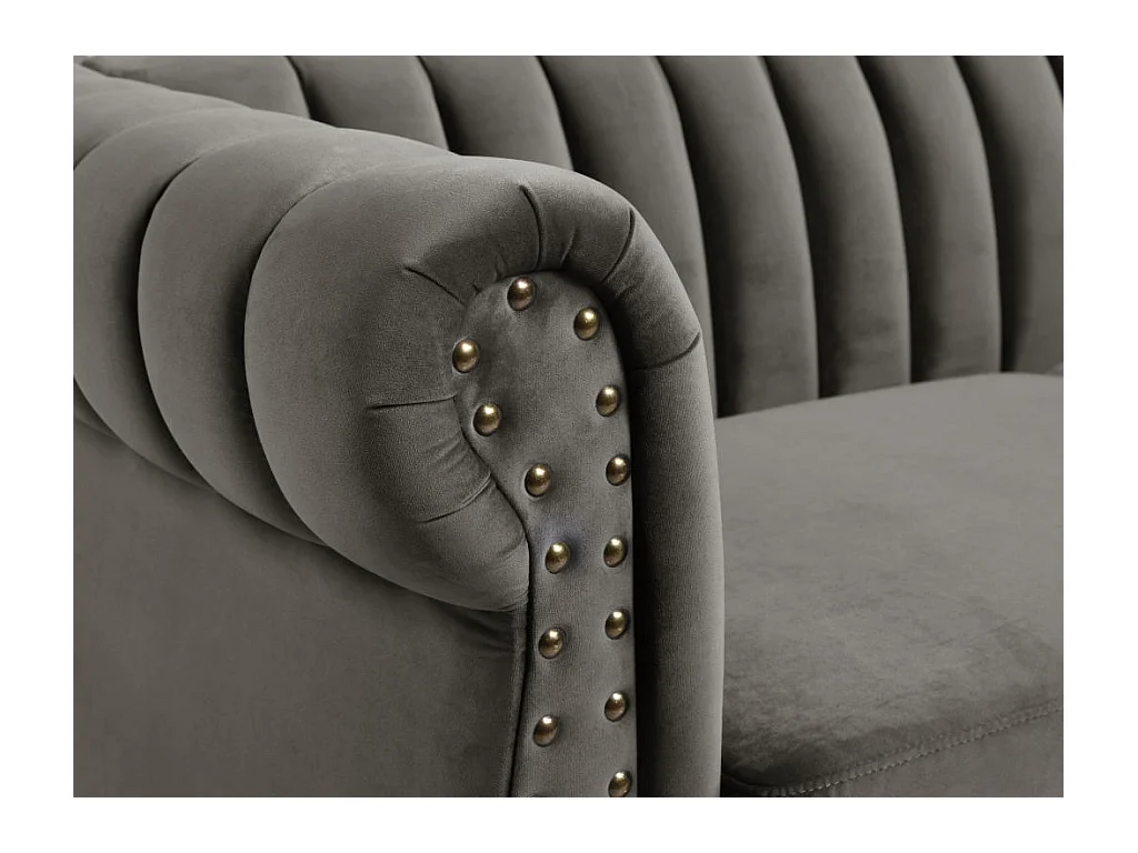 Chesterfield-Sofa - 3-Sitzer - Samt - Grau - TRUMBO