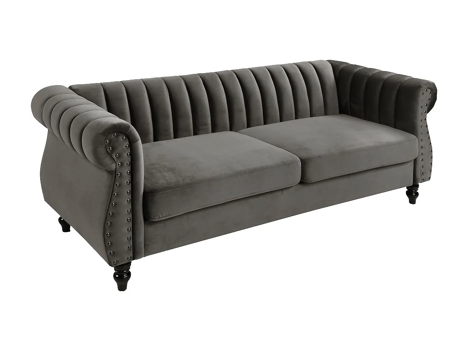 Chesterfield-Sofa - 3-Sitzer - Samt - Grau - TRUMBO