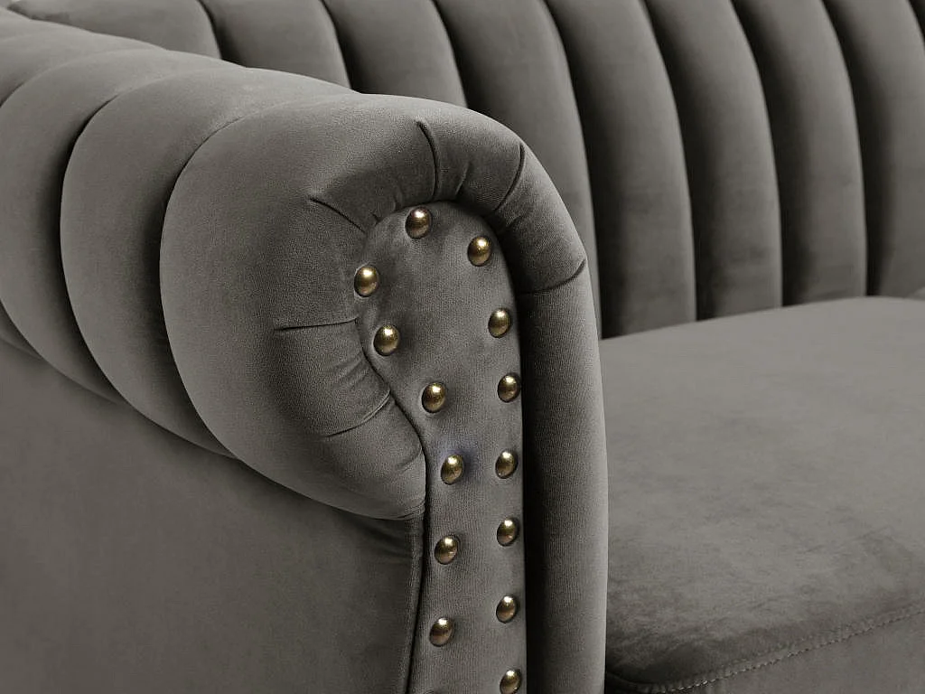 Chesterfield-Sofa - 3-Sitzer - Samt - Grau - TRUMBO