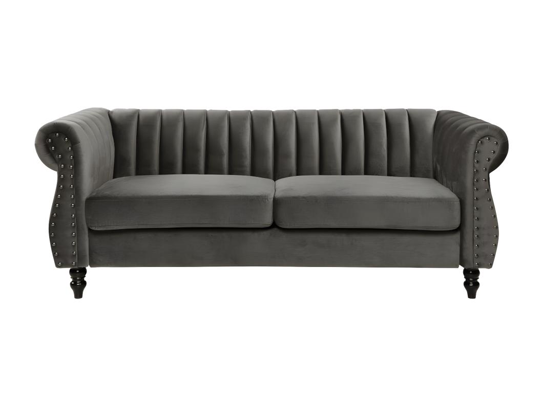 Sofá chesterfield de 3 plazas de terciopelo TRUMBO - Antracita