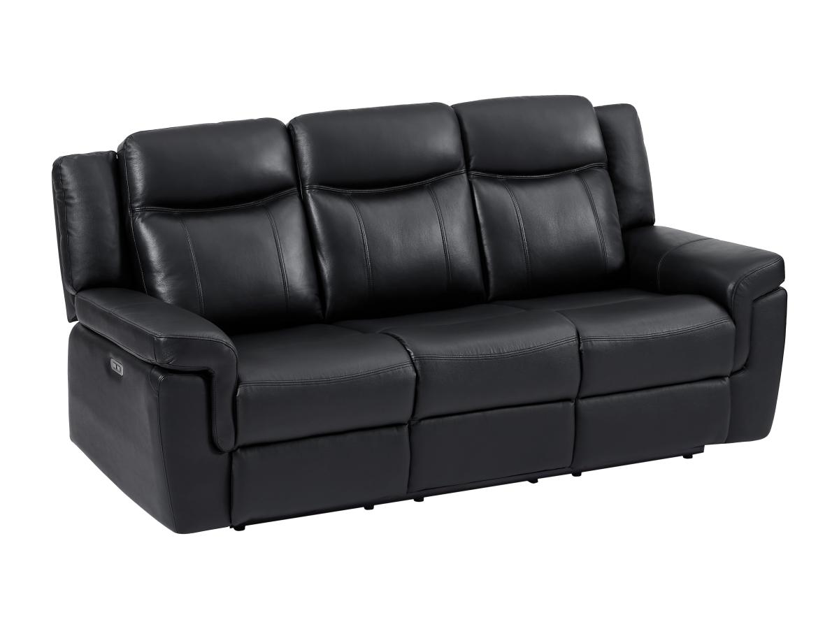 Relaxsofa elektrisch 3-Sitzer - Leder - Schwarz - mit Getränkehalter - KENN günstig online kaufen