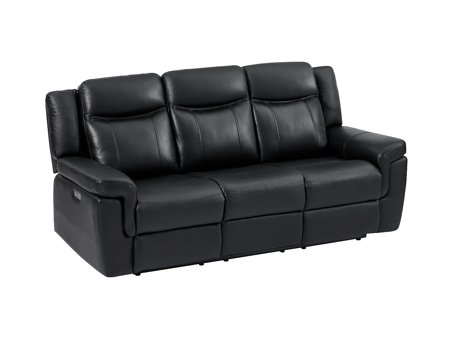 Divano relax elettrico 3 posti in Pelle con ripiano Nero - KENNETH