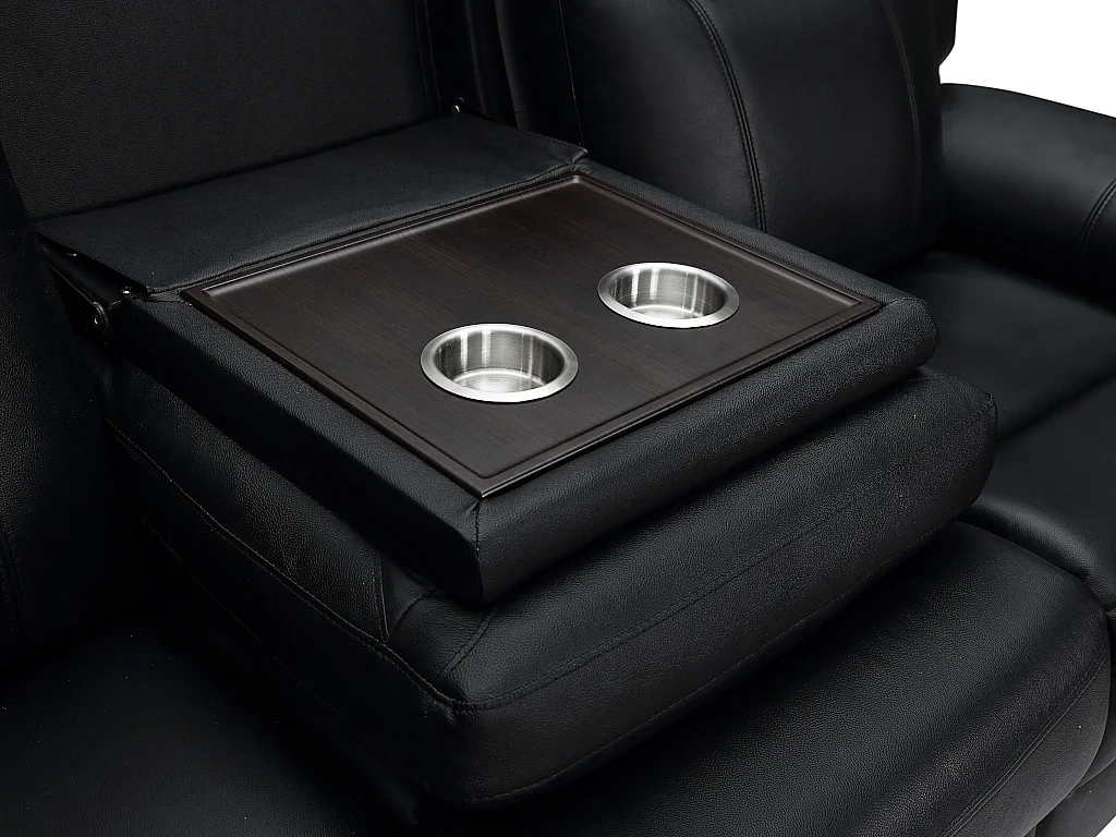 Kanapa 3-osobowa KENNETH z elektryczną funkcją relax, ze skóry – kolor czarny